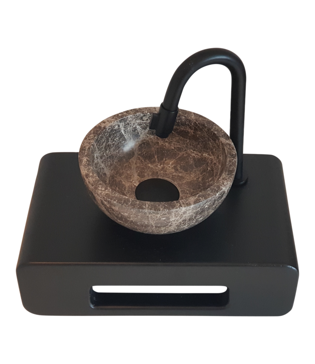 Como Mini fontein natuursteen waskom toilet met handdoekhouder zwart