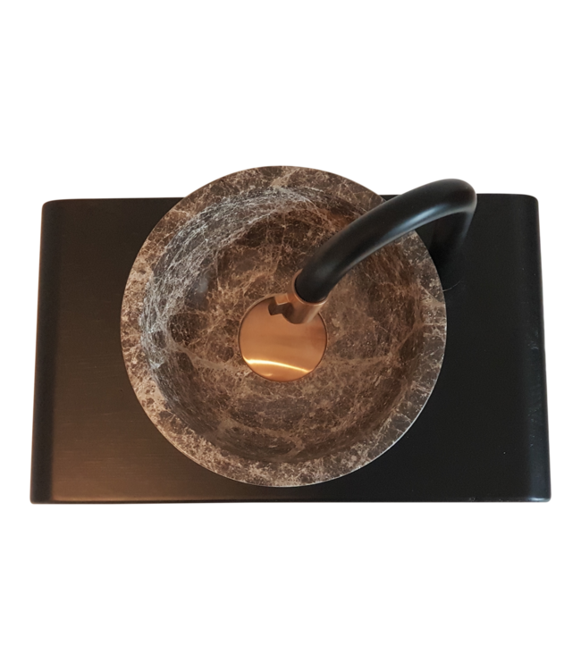 Como Mini fontein natuursteen waskom toilet met handdoekhouder zwart