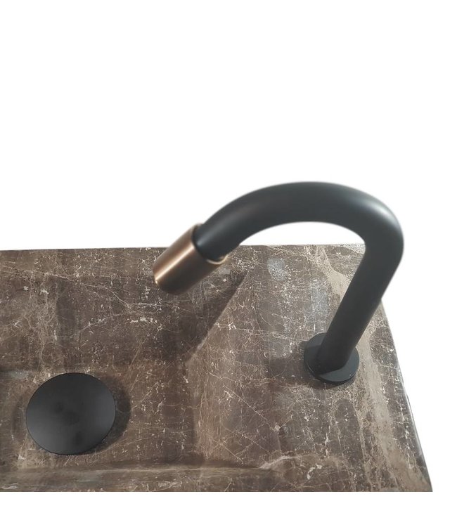 Como 40 x 20 x 16 cm Fonteinset toilet,marmer met massive hout planchet