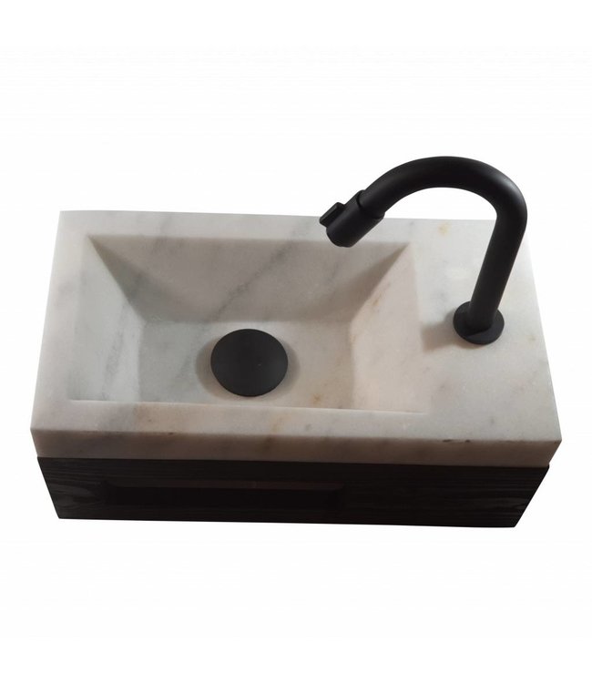 Como 40 x 20 x 16 cm Fontein toilet marmer met massief hout planchet