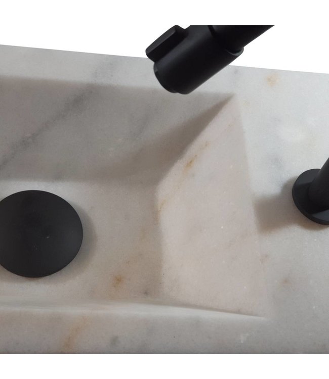 Como 40 x 20 x 16 cm Fontein toilet marmer met massief hout planchet