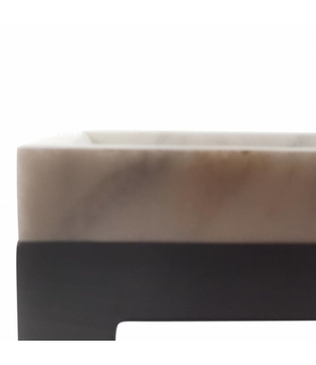 Como 40 x 20 x 16 cm Fontein toilet marmer met massief hout planchet