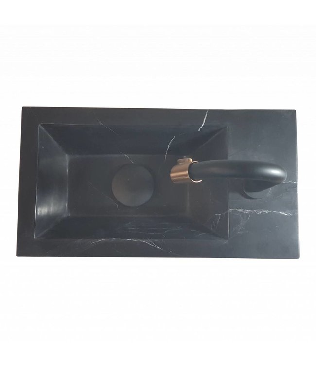 Como Black’N Roses fontein mini toilet wastafel zwart 40 x 22 x 14 cm rechts