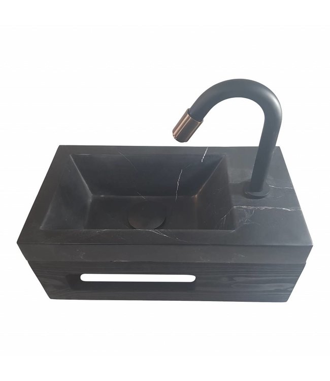 Como Black’N Roses fontein mini toilet wastafel zwart 40 x 22 x 14 cm rechts