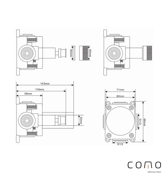 Como Inbouw toiletkraan Mood60 messing rose goud PVD