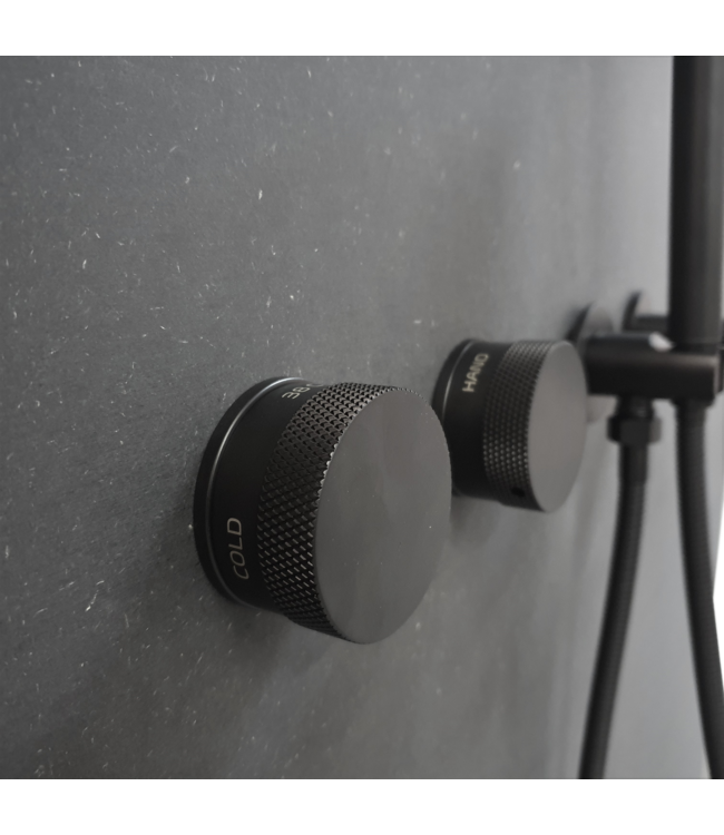 Como Regendouche zwart, inbouw met 30cm douchekop. Compleet set