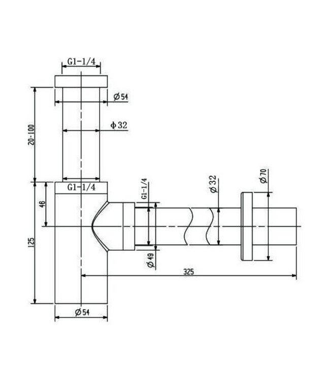Como Mood 60 design sifon 1 1/4" mat zwart