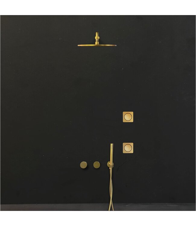 Como SPA 3 douchesysteem messing goud. Compleet regenddouche set