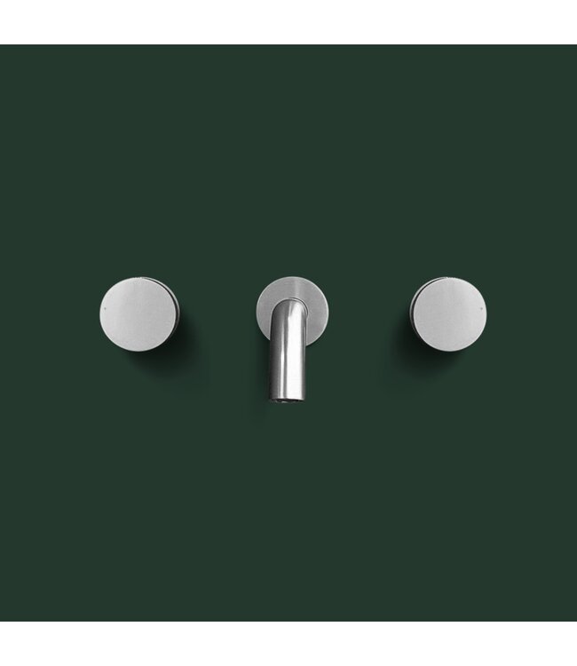 Como inbouw wastafelkraan nikkel 3 gats 21 cm uitloop geborsteld nikkel met afbouwdeel, & inbouwdeel