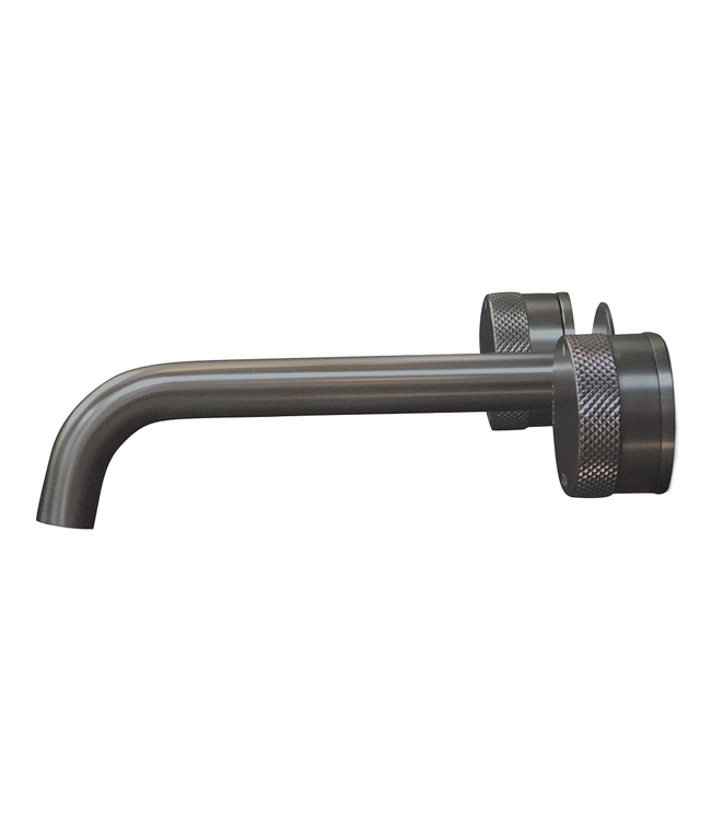 Como wastafelkraan inbouw, 3 gaten geborsteld gunmetal zwart PVD afbouwdeel, 4 varianten uitloop met inbouwbox