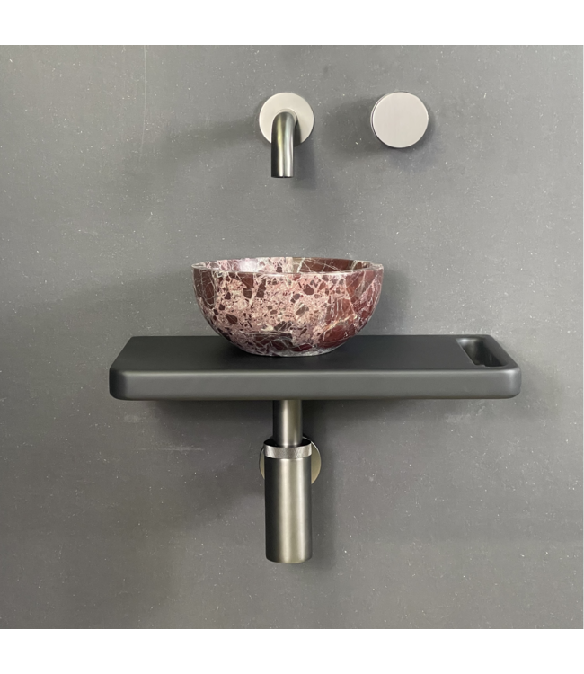 Como Fonteinset toilet Lecce met zwart kleur plank.