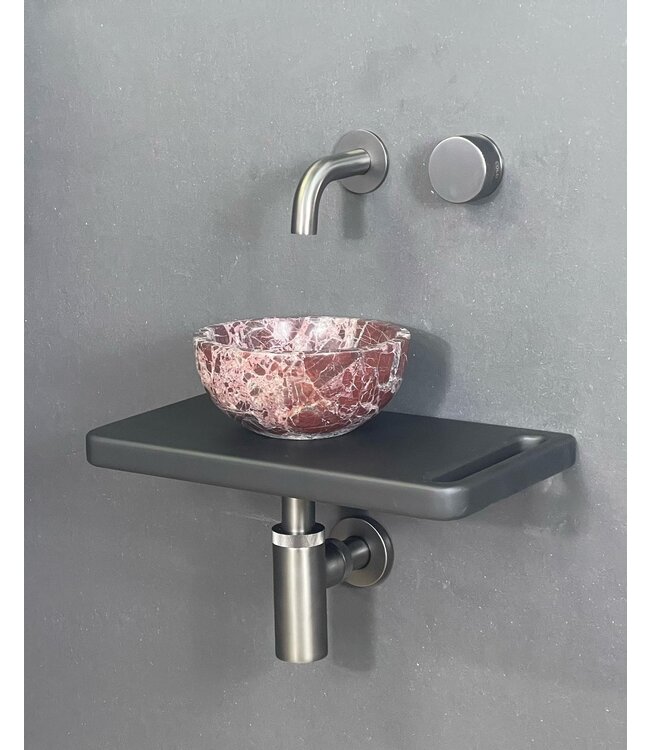 Como Fonteinset toilet Lecce met zwart kleur plank.