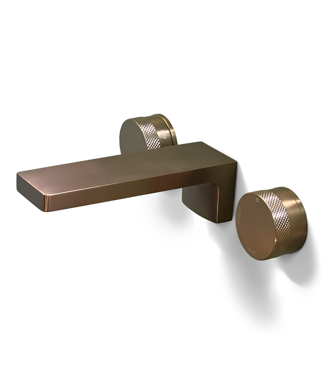 Como Mood 60 3 gats inbouw wastafelkraan L-Line rose gold, waterbesparend.