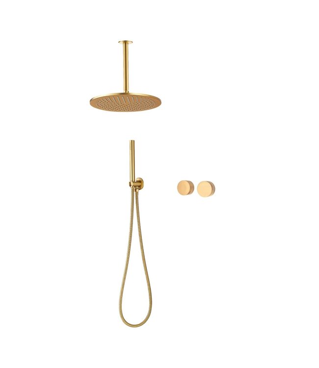 Como Regendouche Plafond messing goud & inbouw met 30cm douchekop