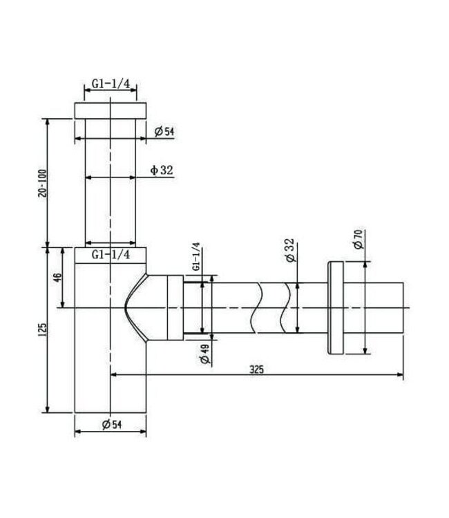 Como Mood 60 design sifon 1 1/4" mat zwart
