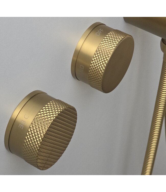 Como Mood 60 Plus douchekraan goud, inbouw met handdouche set-2 weg-geborsteld