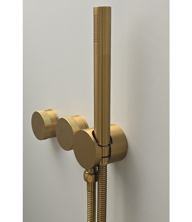 Como Mood 60 Plus douchekraan goud, inbouw met handdouche set-2 weg-geborsteld