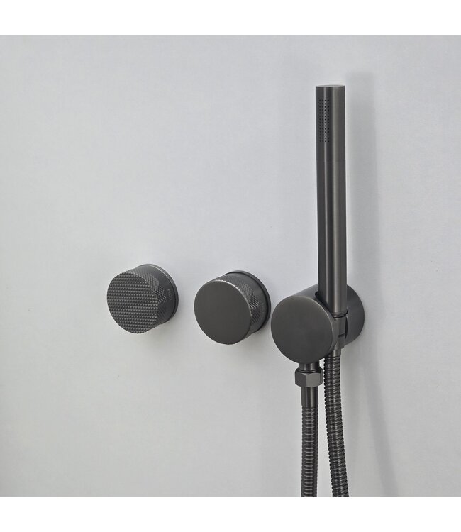 Como Mood 60 Plus douchekraan inbouw gunmetal met handdouche set-2 weg -geborsteld