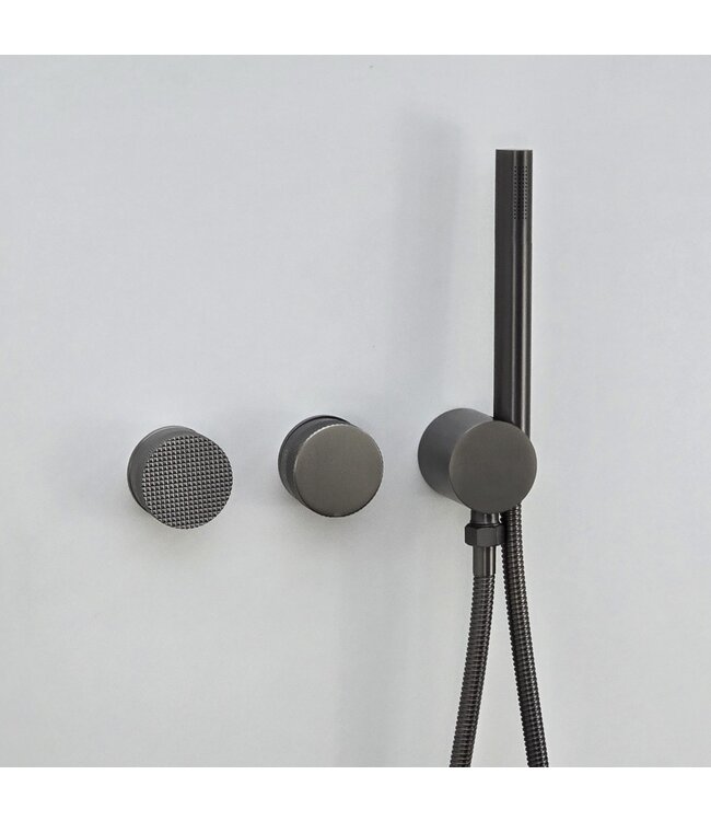 Como Mood 60 Plus douchekraan inbouw gunmetal met handdouche set-2 weg -geborsteld