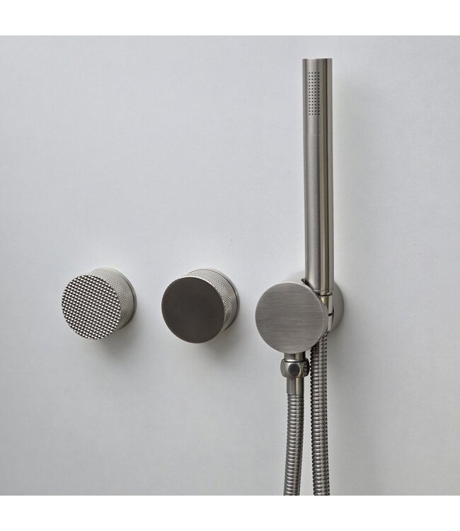 Como Mood 60 Plus douchekraan inbouw nikkel met handdouche set-2 weg -geborsteld