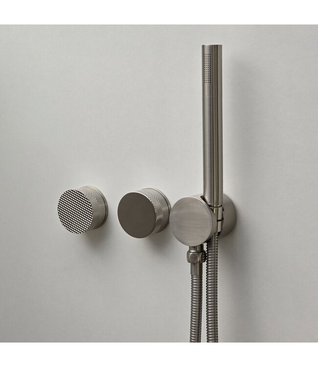 Como Mood 60 Plus douchekraan inbouw nikkel met handdouche set-2 weg -geborsteld