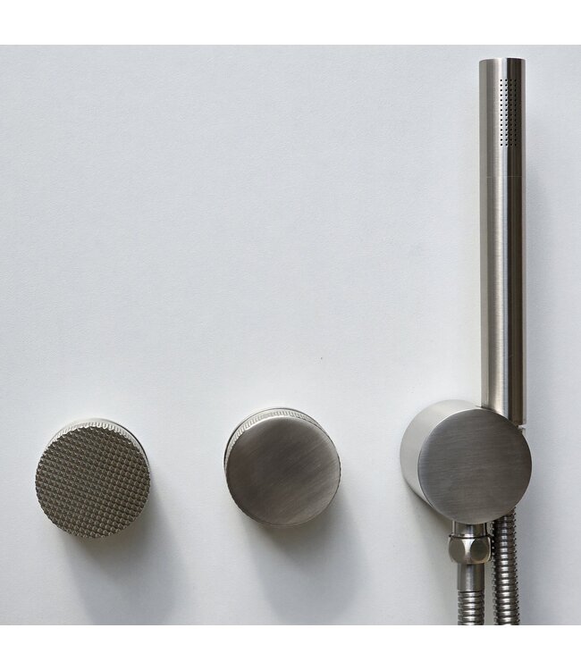 Como Mood 60 Plus douchekraan inbouw nikkel met handdouche set-2 weg -geborsteld