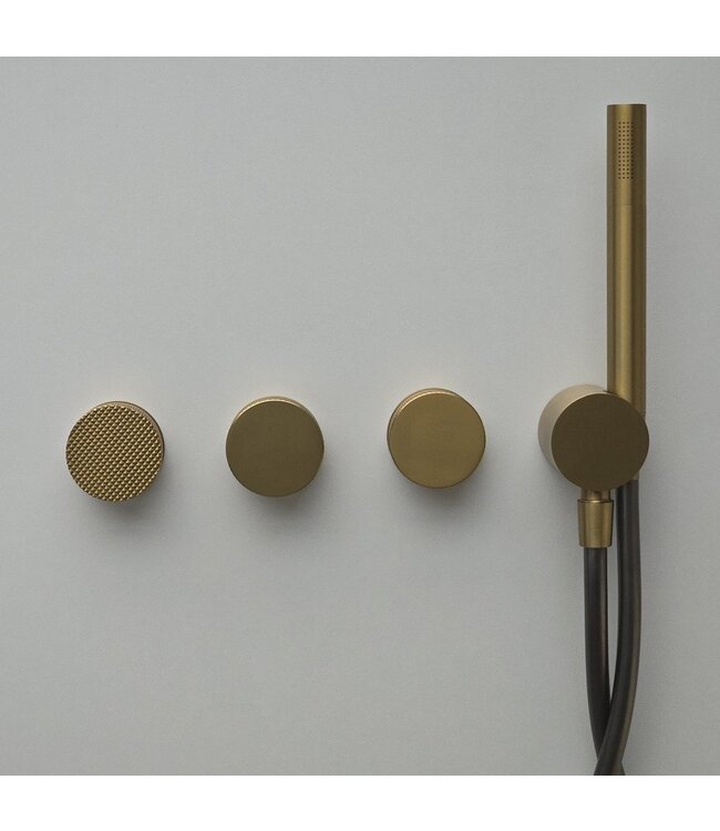 Como Mood 60 Plus douchekraan goud inbouw thermostaat - 3 weg-geborsteld messing goud