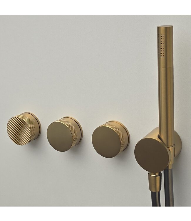 Como Mood 60 Plus douchekraan goud inbouw thermostaat - 3 weg-geborsteld messing goud