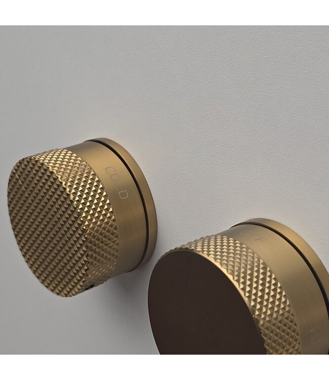 Como Mood 60 Plus douchekraan goud inbouw thermostaat - 3 weg-geborsteld messing goud