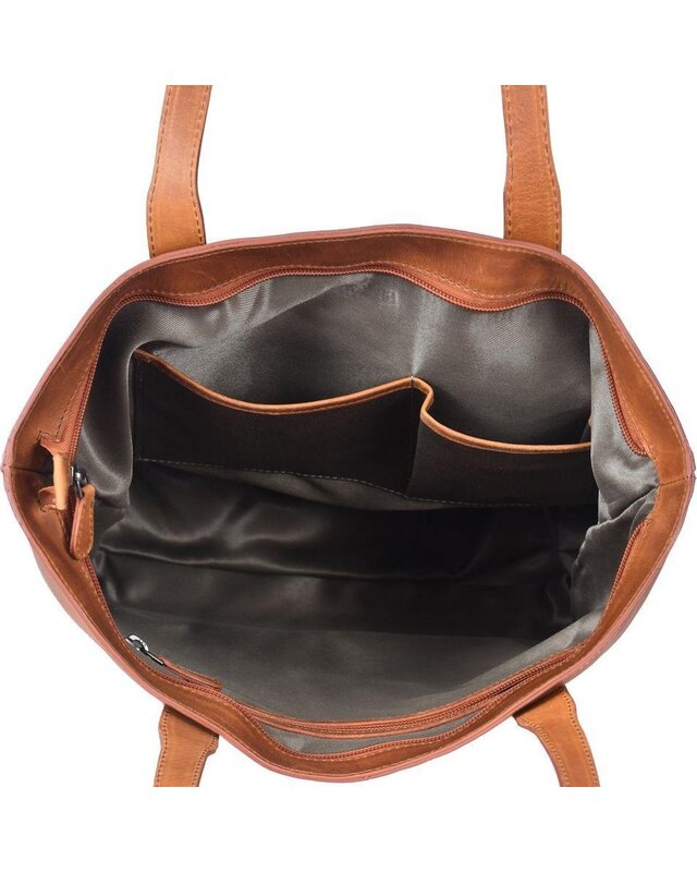 Sparwell SPARWELL  Kreative Kylie Shopper met rits  8165 - cognac - zwart - rood