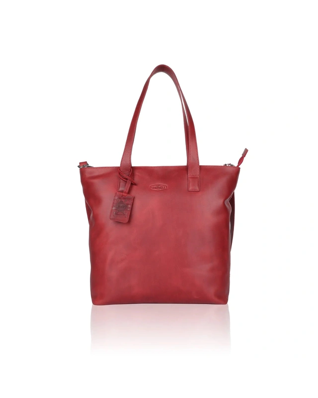 Sparwell SPARWELL  Kreative Kylie Shopper met rits  8165 - cognac - zwart - rood