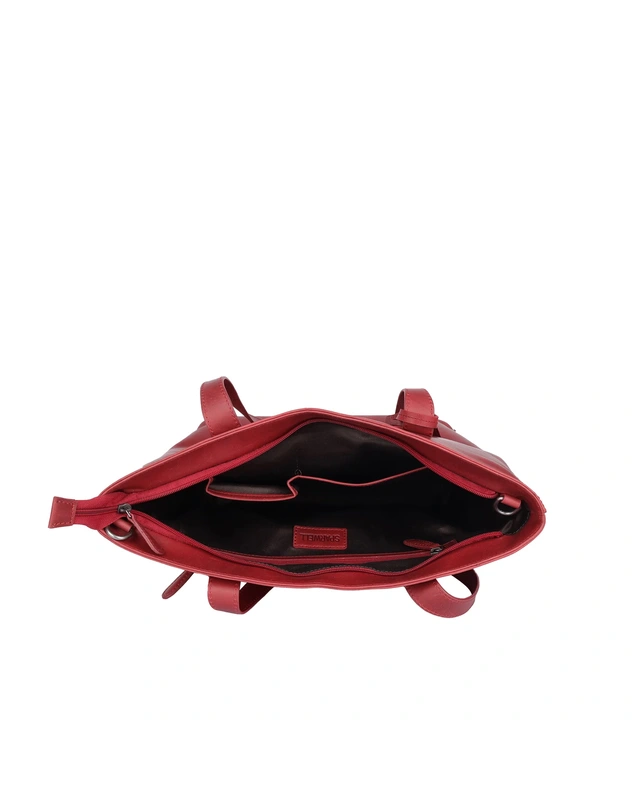 Sparwell SPARWELL  Kreative Kylie Shopper met rits  8165 - cognac - zwart - rood