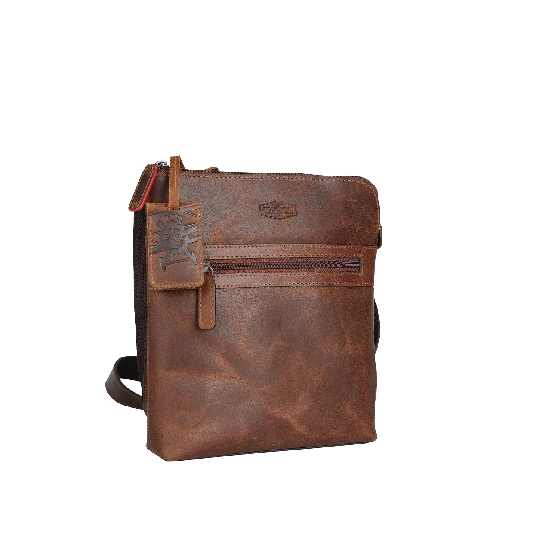 Sparwell SPARWELL Worldly Wilbur Schoudertas 3357 - zwart - cognac
