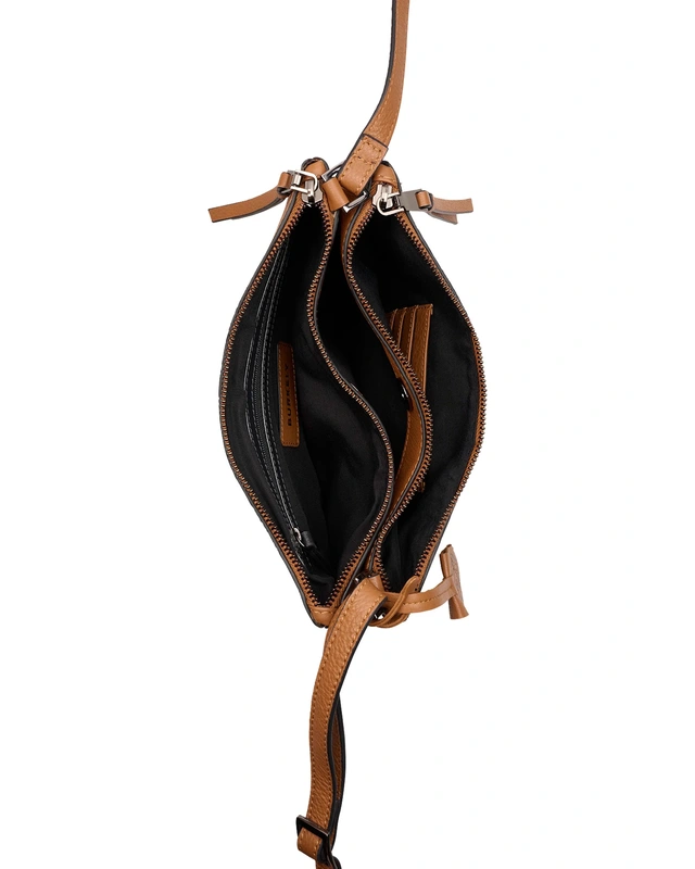 Burkely BURKELY Mystic Maeve Schoudertas dubbele rits - zwart - cognac