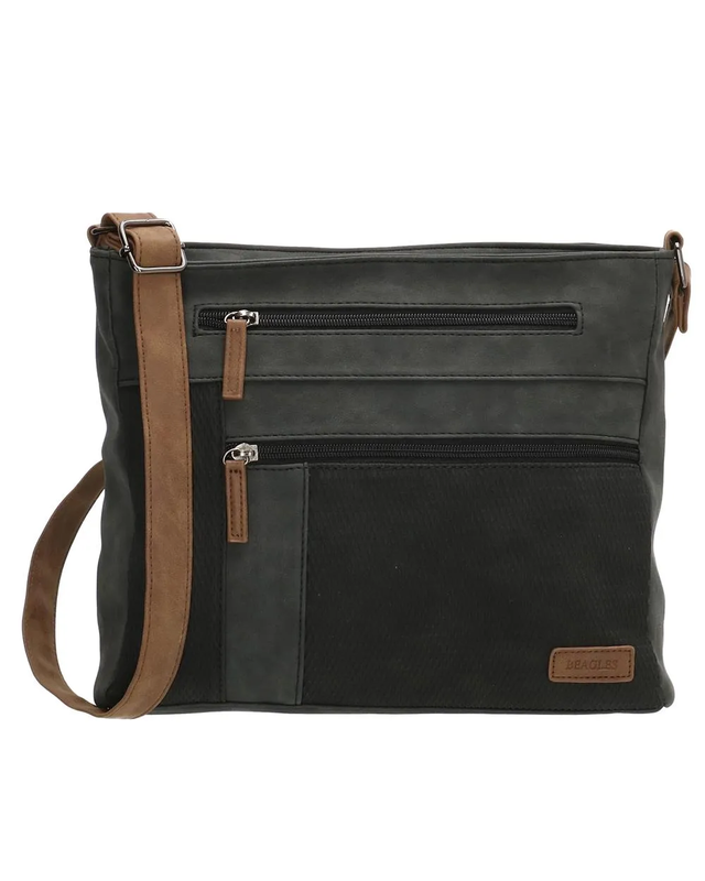 Beagles BEAGLES Brunete   Schoudertas - 18089  - zwart - cognac - lichtgrijs -  olijfgroen