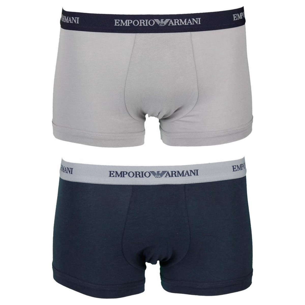 Emporio Armani - Heren - Basis 2-pack Trunk Boxershorts - Blauw / Grijs (L)