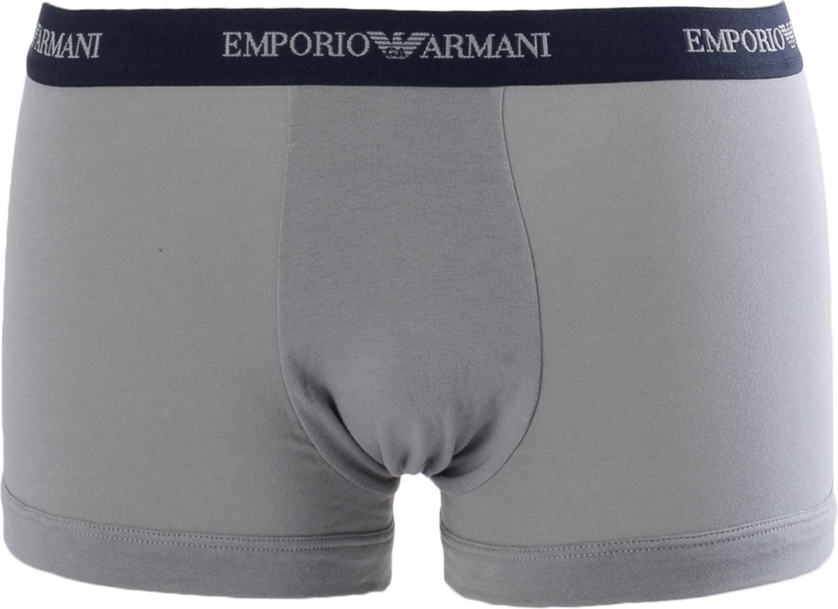 Emporio Armani - Heren - Basis 2-pack Trunk Boxershorts - Blauw / Grijs (L)