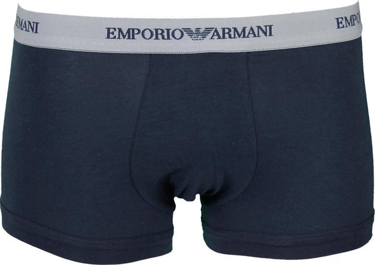 Emporio Armani - Heren - Basis 2-pack Trunk Boxershorts - Blauw / Grijs (L)