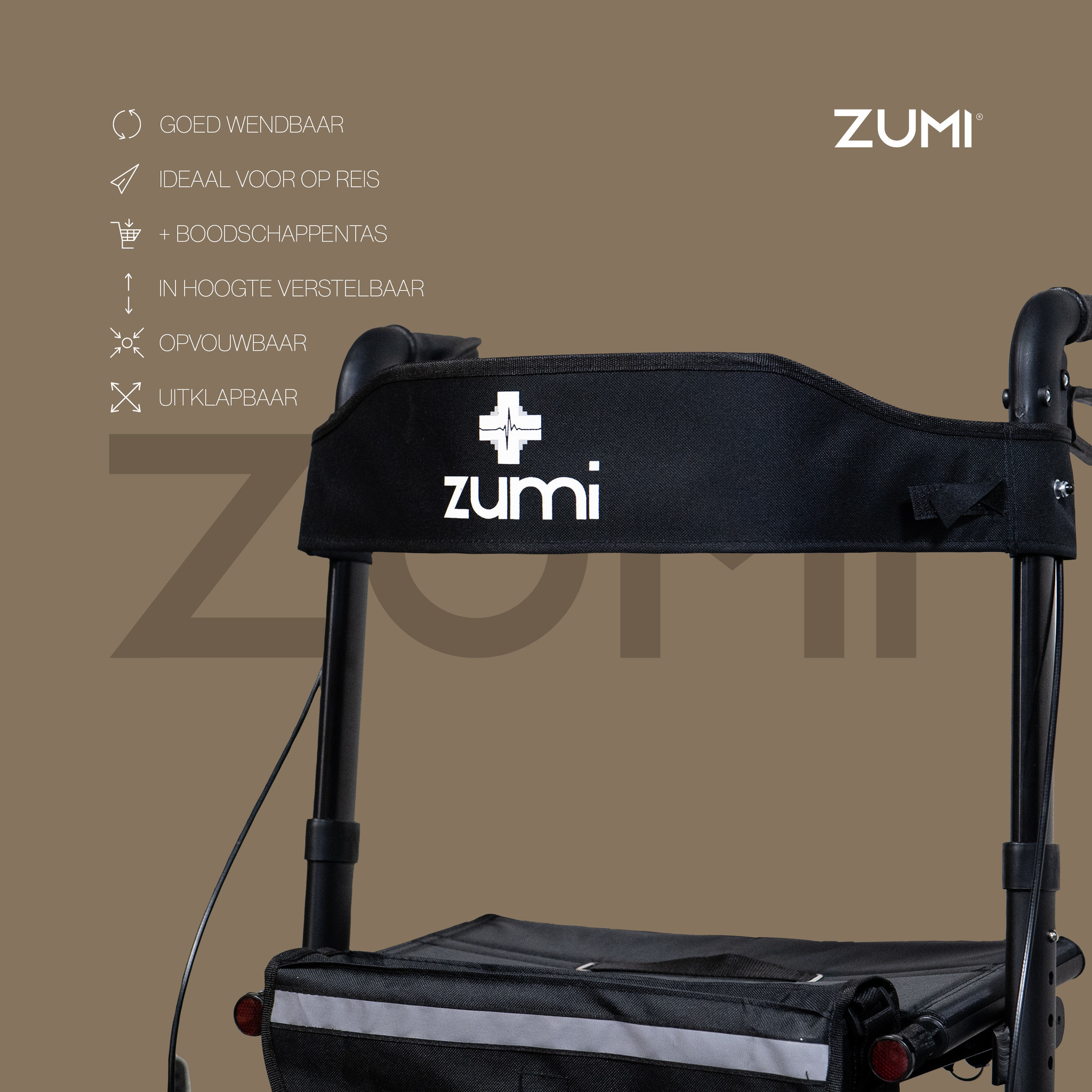 Zumi - Lichtgewicht Rollator - Opvouwbaar - Zwart