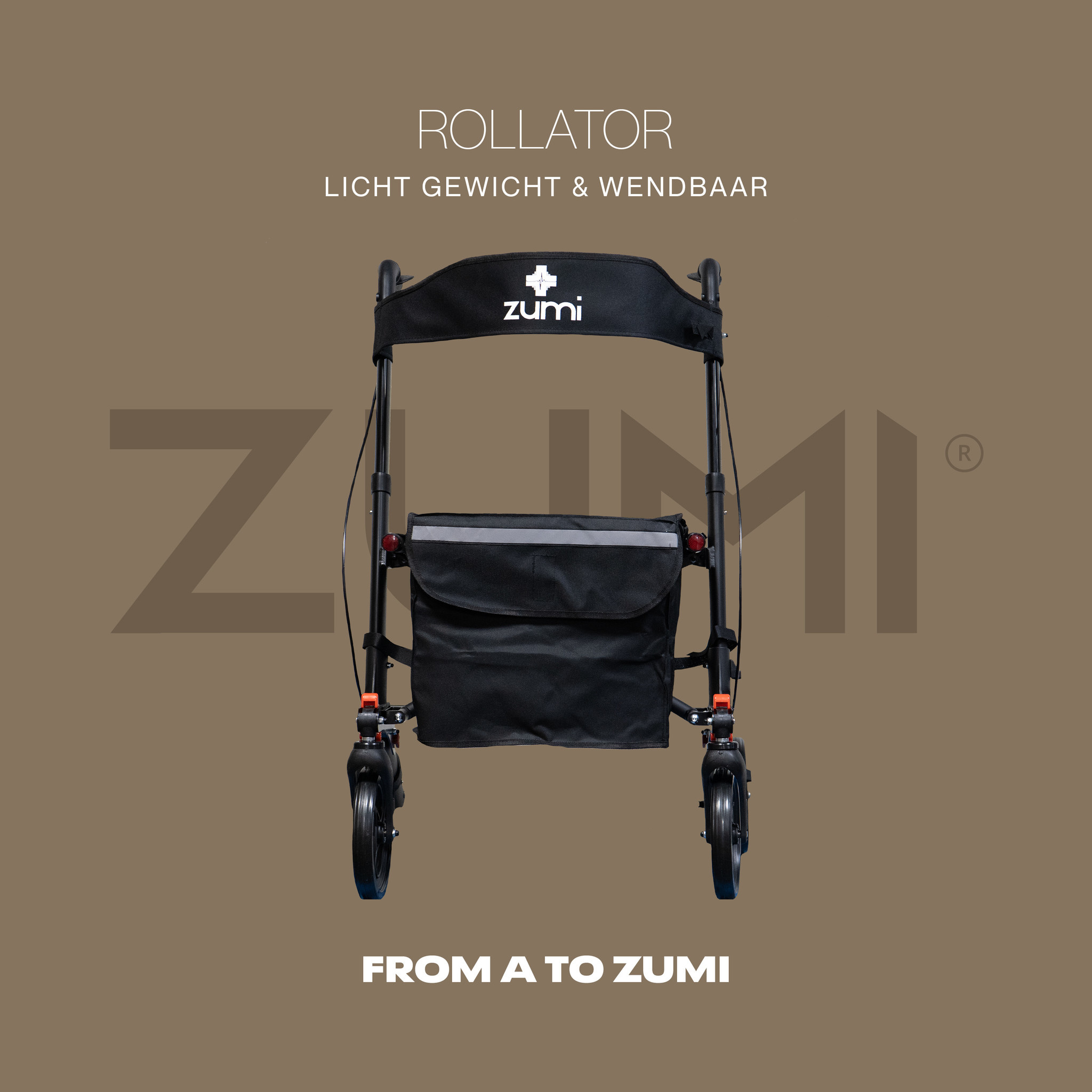 Zumi - Lichtgewicht Rollator - Opvouwbaar - Zwart