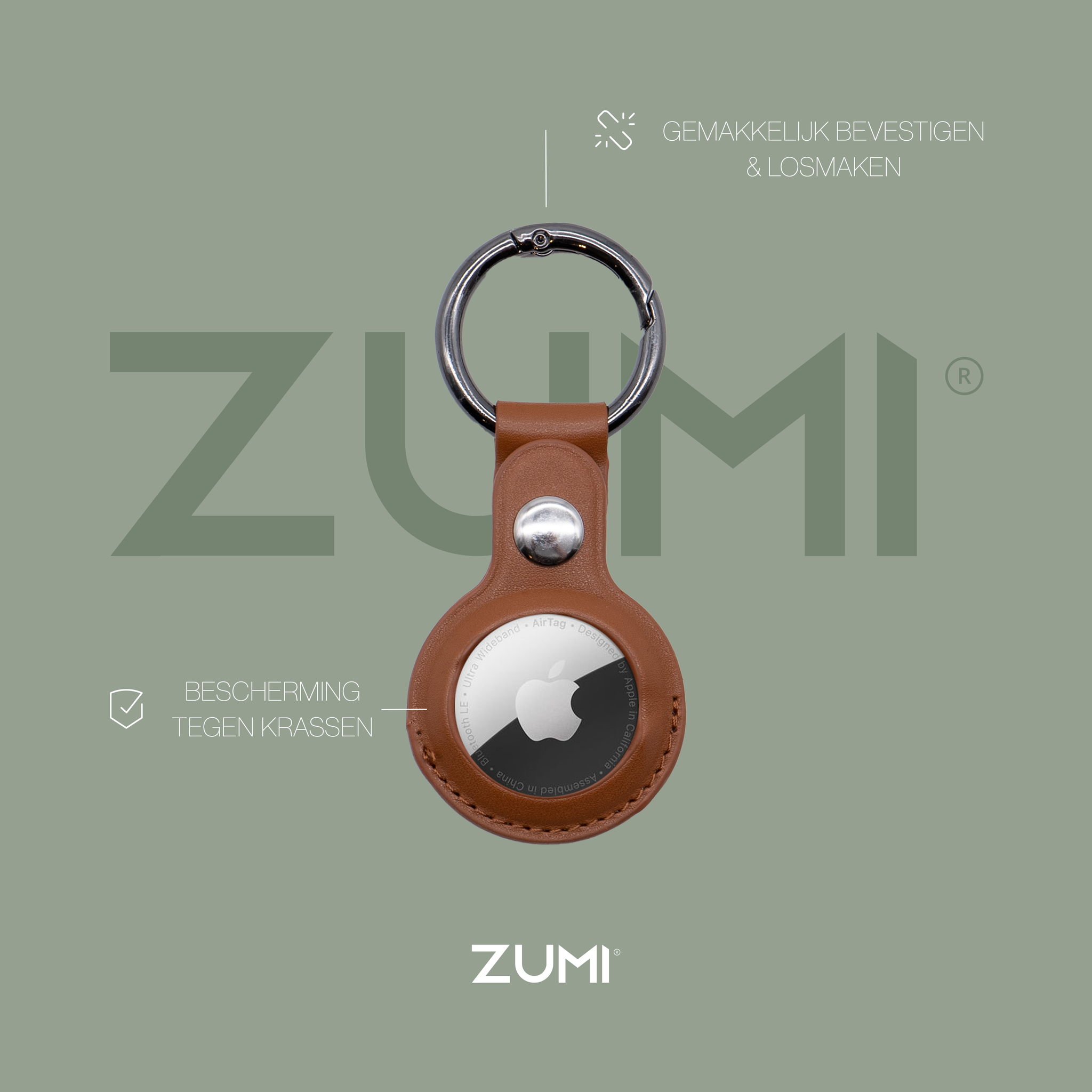 Zumi - AirTag Sleutelhanger (Bruin)