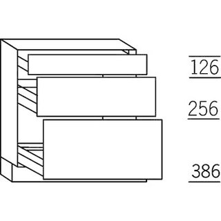 Greep op front Ondiepe onderkast met korven en lade - hoogte 78 cm