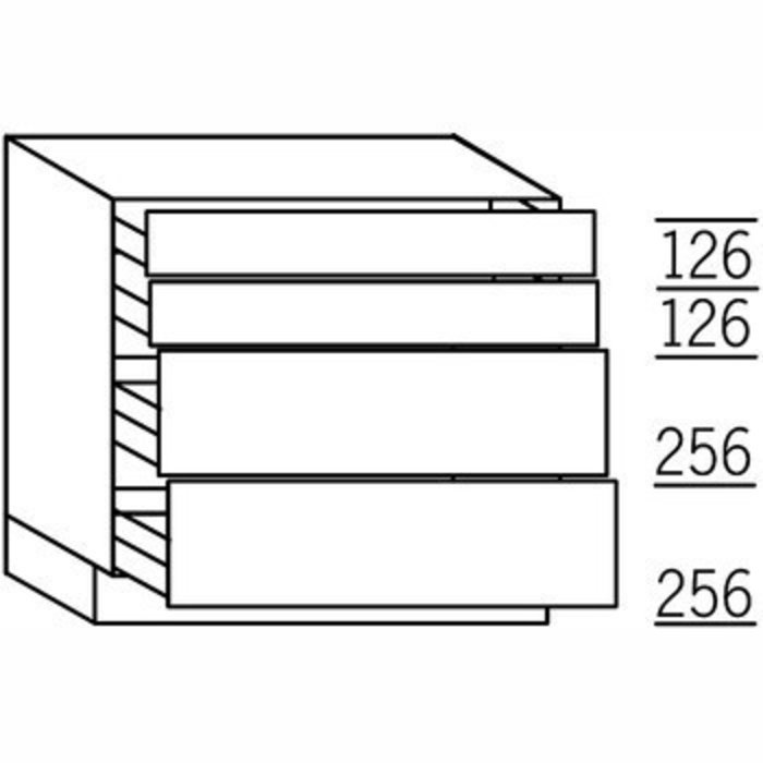 Greep op front Onderkast met korven en laden