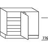 Hoekonderkast, 1 deur, 2 legplanken