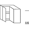 Hoekbovenkast 65,0cm hoog, 2 deuren, 1 legplank