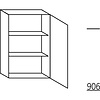 Bovenkast 91,0cm hoog, 1 deur, 2 legplanken