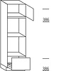 Hoge keukenkast 195 cm hoog, 1 deur, 1 vaste blende, 2 inbouwnissen, 1 korf