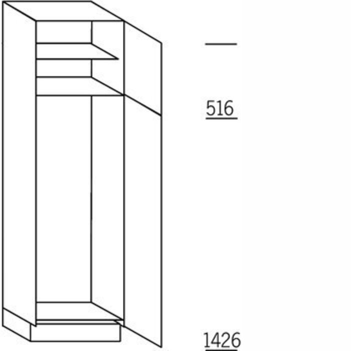 HÄCKER Systemat Hoge keukenkast 195 cm hoog, 1 deur, 1 deur met nis 122,5 cm of 140 cm hoog, 1 legplank