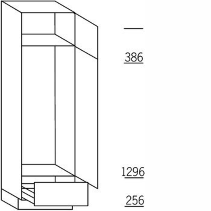 HÄCKER Systemat Hoge keukenkast 195 cm hoog, 1 deur, 1 deur met nis 122,5 cm hoog, 1 lade met korfblende