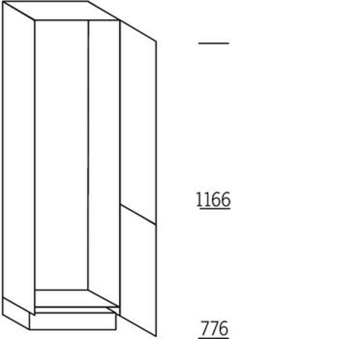 Met greep Hoge kast 195 cm hoog, 2 deuren met nis 178 - 189,5 cm hoog